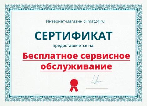 Сертификат на разовое бесплатное сервисное обслуживание